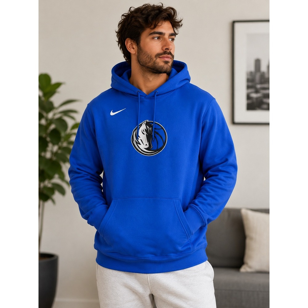 Nike Dallas Mavericks NBA Hoodie Mens L  Blue Fleece Pullover Sweatshirt Logo